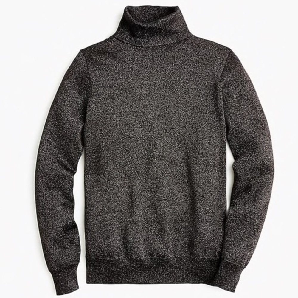 J. Crew Black Metallic Knit Turtleneck Sweater
